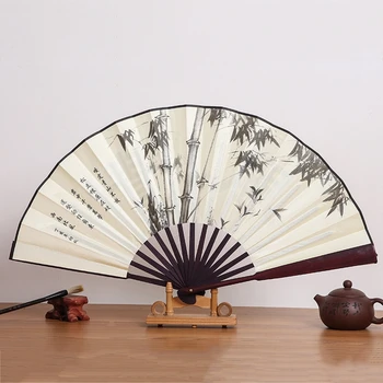 Винтажный бамбуковый веер в китайском стиле, складной веер из шелковой ткани, свадебный веер для танцевальной вечеринки, ручной веер для украшения дома