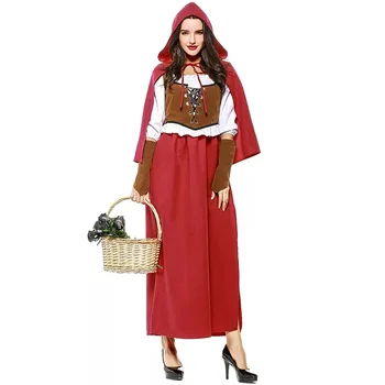 Винтажный женский костюм крестьянки Красной Шапочки на Хэллоуин, женский костюм средневекового Ренессанса, комплект в стиле стимпанк для дам XXL