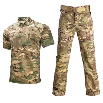 Военные костюмы, Тактическая охотничья одежда, Камуфляжные Многокамерные мужские рабочие брюки-карго, Боевая форма Сафари, комплект формы для страйкбола, Армейская рубашка
