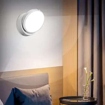 Вращение на 360 ° Беспроводные светодиодные ночники Датчик движения Зарядка через USB Настенный светильник для спальни Кухонный шкаф Ночные светильники для коридора и лестницы