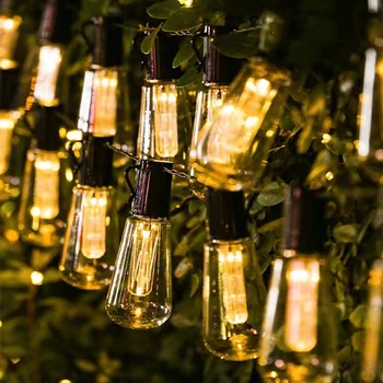 Высокие яркие Солнечные Струнные Фонари, 20 ФУТОВ (8 м), 20 Небьющихся ламп, Водонепроницаемый сад S14 LED Solar LED Fairy Lights Outdoor.