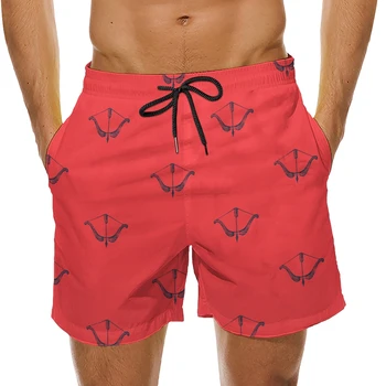Гавайи 2023, Новый дизайн Cupid Love, Классический тренд, Удобные свободные шорты, Праздничный повседневный стиль, мужские приморские пляжные брюки, красный