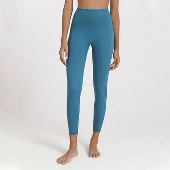 Голая без маркировки карман йога брюки Женские узкие с высокой талией хип лифт работает фитнес брюки йога костюм 