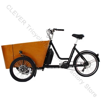 Голландский грузовой велосипед со средним приводом 36 В 250 Вт, Электрический Трехколесный Велосипед для взрослых с грузовым боксом для семьи