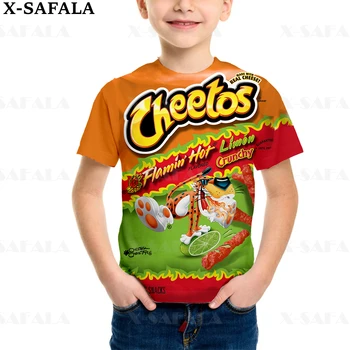 Горячая футболка Cheetos Food Puffs Для Мальчиков, Топы с короткими рукавами, Детская Одежда для девочек, Летняя Футболка, Одежда для Малышей 2-8 Лет14