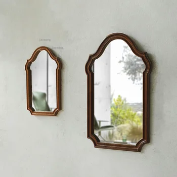 Декоративные зеркала для кухни во французской гостиной, зеркало для макияжа в семье в твердой деревянной раме, Ретро-спальня, настенное зеркало для ванной комнаты