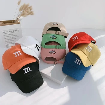 Детская бейсболка, детская шапочка для милых малышей, хлопковые дышащие детские шапки, кепки для девочек и мальчиков, шапка с вышивкой буквой M для мальчика