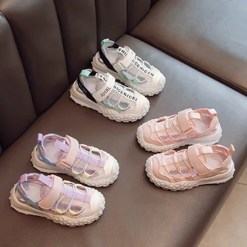 Детская обувь, спортивные сандалии для девочек 2023, летняя дышащая сетка для мальчиков