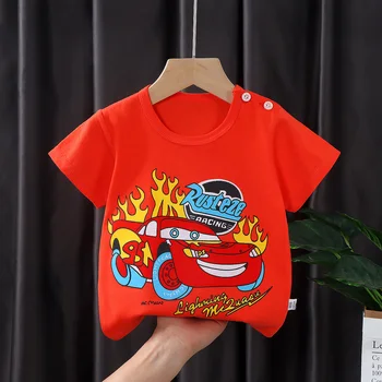 Детская футболка для мальчиков, детские рубашки для мальчиков и девочек, хлопковые футболки с героями мультфильмов для малышей, короткая одежда