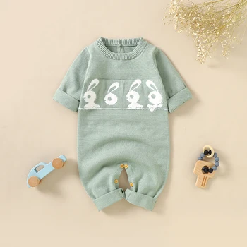 Детские комбинезоны, одежда, Весенний Пасхальный Кролик, вязаные комбинезоны с длинными рукавами для новорожденных мальчиков и девочек, комбинезон для малышей 0-18 м, костюм для младенцев