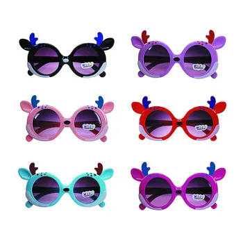 Детские солнцезащитные очки с мультяшными оленьими рогами, Новые декоративные солнцезащитные очки для детей 3-9 лет, модные детские солнцезащитные очки