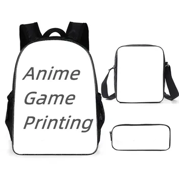 Детский рюкзак с принтом аниме для мальчиков и девочек, 3 шт./компл., школьный рюкзак для студентов