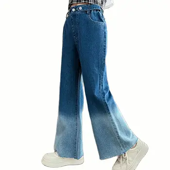 Джинсы для девочки, детские джинсы в стиле пэчворк, весенне-осенние брюки для девочек, детская одежда в повседневном стиле 6, 8, 10, 12, 14 лет