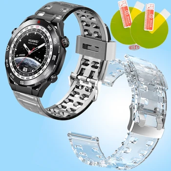 Для Huawei WATCH Ultimate Smart watch Спортивный Ремешок TPU Soft Band Clear Band Прозрачный Браслет Защитная Пленка Для Экрана