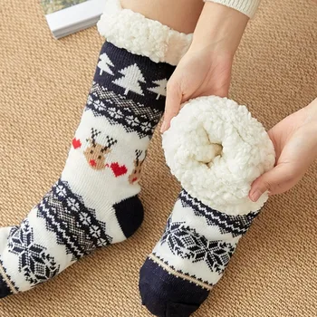Домашние тапочки, женские зимние тапочки, Рождественские домашние носки с изображением лося, теплые меховые шлепанцы, женские плюшевые тапочки, Pantoffels Dames