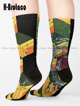 Дышащие водой носки Hashira, забавные носки для женщин, изготовленные на заказ подарочные подростково-молодежные носки с мультяшным рисунком, повседневная цветная цифровая печать 360 °