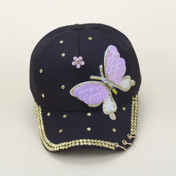 Женская бейсболка 2022, женская хрустальная красочная шляпа с большой бабочкой, хлопковые блестящие металлические бейсболки-кепки в стиле хип-хоп