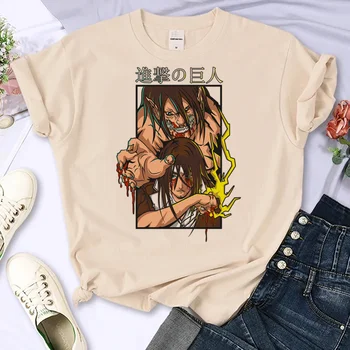 Женская футболка Attack on Titan с японским комиксом, летняя футболка для девочек, забавная одежда в стиле харадзюку