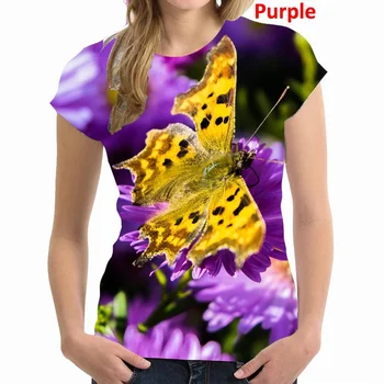 Женская футболка с 3D принтом бабочки, повседневная футболка с коротким рукавом