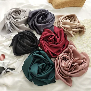 Женский шелковый шарф 70 см, легкая шелковая бандана, шейный платок, повязка на голову, простой элегантный Квадратный шарф, подарок для дам, украшение