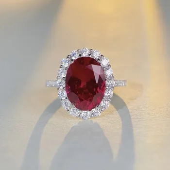 Женское кольцо с высокоуглеродистым бриллиантом, серебро S925 Пробы, циркон, рубиново-красный Турмалин, Преувеличенно Роскошные ювелирные изделия, подарки
