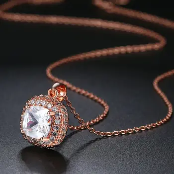 Женское ожерелье из бутика, высококачественный классический кристалл циркона, ожерелье из розового золота с подвеской из австрийского хрусталя В подарок