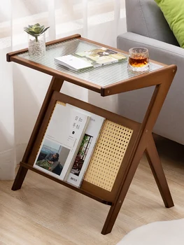 Журнальный столик для гостиной из скандинавского ротанга, имитация многофункциональной мебели для дома, диван, небольшой приставной столик, вспомогательная прикроватная тумбочка