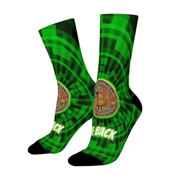 Зеленые прямые носки с виртуальной валютой Bitcoin, мужские и женские осенние чулки из полиэстера в стиле хип-хоп