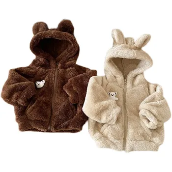 Зимнее теплое пальто для новорожденных 2022 года с капюшоном для маленьких мальчиков и девочек, толстая верхняя одежда из искусственного меха, детская одежда для младенцев