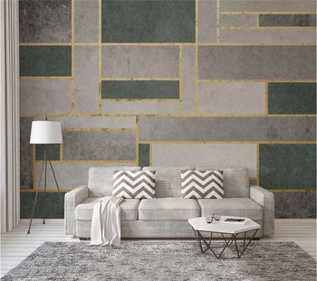 Изготовленная на заказ фреска 3d, скандинавский современный минималистичный абстрактный геометрический золотой фон для телевизора, обои для гостиной, спальни, ресторана