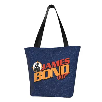Изготовленная на Заказ Холщовая Хозяйственная Сумка 007 Джеймса Бонда Женская Прочная Сумка Для Покупок Tote Shopper Bag