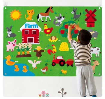 Интерактивная игра для родителей и детей, Войлочная книга для рассказов, доска для раннего обучения в дошкольном классе, Сельскохозяйственные животные