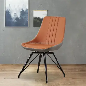 Итальянский минималистичный вращающийся обеденный стул, Дизайнерский домашний письменный стол, кожаный стул для ресторана в отеле, повседневный стул со спинкой