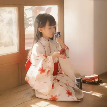 Кимоно в Японском Стиле для девочек, Ретро-Халат С Принтом, Детский Сценический Костюм Для Косплея, Юката Для Младенцев, Азиатская Одежда A2481