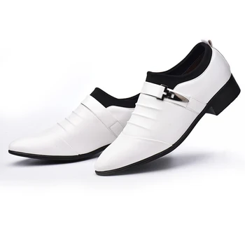 Классические мужские модельные туфли без шнуровки, Черные кожаные туфли для мужчин, большие размеры, Деловой Повседневный мужской костюм с острым носком, официальная обувь для свадьбы