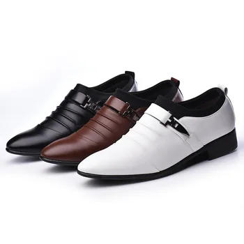 Классические мужские модельные туфли без шнуровки, черные кожаные мужские туфли большого размера, деловая повседневная мужская официальная обувь с острым носком для свадьбы