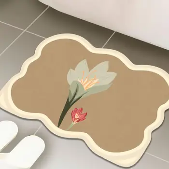 Коврик для ванной комнаты, практичный водонепроницаемый Износостойкий 40x60 см, Диатомовый коврик для душа с рисунком Лотоса, домашний декор