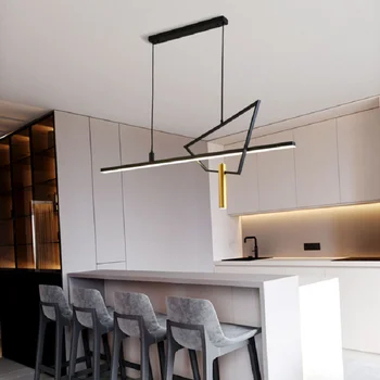 Комбинация линий светодиодных подвесных ламп в скандинавском современном креативном простом стиле с регулируемой яркостью для обеденного стола домашнего декора Подвесной светильник