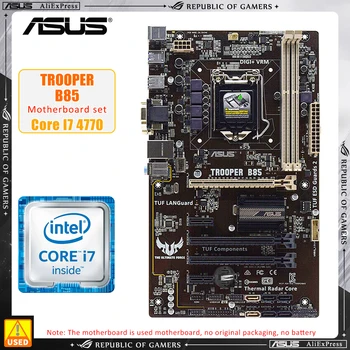 Комплект материнской платы ASUS TROOPER B85 + I7 4790 cpu LGA 1150 2 × DDR3 16 ГБ Intel B85 PCI-E 3.0 4 × SATA III USB3.0 VGA ATX