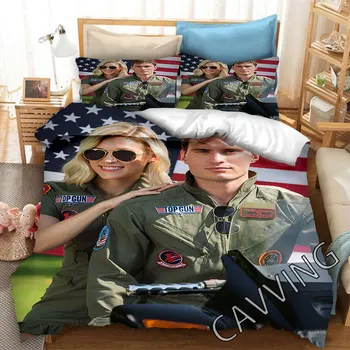 Комплект постельного белья с принтом Top Gun, Пододеяльники и наволочки, Стеганое Одеяло (Размеры США / ЕС /AU) H01