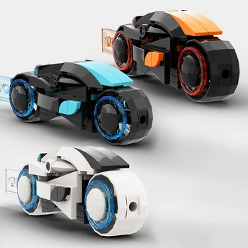 Комплект строительных блоков для мотоцикла Mini Tron, электромобиль MOC, кирпичная игрушка, подарок на День рождения для мальчиков