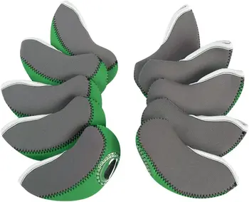 Комплект чехлов для клюшек для гольфа из неопрена с железными головками из 10 шт. - для левой/правой руки - зеленый