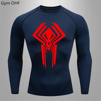 Компрессионные рубашки, Новая быстросохнущая дышащая футболка Spider, мужская спортивная одежда для тренировок, мужская футболка с длинным рукавом для бега в тренажерном зале.