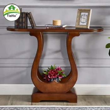 Консольный стол из массива дерева в скандинавском стиле, приставной столик из дерева в гостиной, Винтажный шкаф для хранения из орехового дерева, мебель для дома