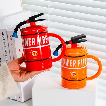 Креативная Забавная кружка для моделирования огнетушителя с крышкой, Офисная Персонализированная чашка для чая, Керамические чашки для влюбленных студентов и девушек