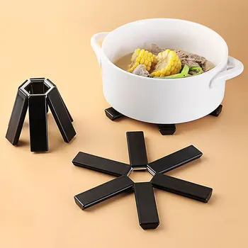 Креативная черная Складная Противоскользящая Термостойкая салфетка Для посуды, Подставка для посуды, Кухонный аксессуар