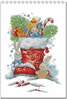 кролик в рождественских сапожках, Рукоделие 14CT 16CT 18CT Вышивка крестиком, Сделай САМ, Счетная Вышивка Крестиком, Набор для вышивания