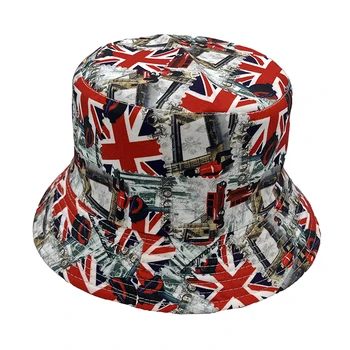Летние шляпы-ведерки с британским флагом, хлопковые солнцезащитные панамы, кепки для женщин и мужчин, уличная складная шляпа от солнца с широкими полями, кепка-боб в стиле хип-хоп, унисекс