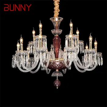 Люстра BUNNY в европейском стиле, светодиодная подвесная свеча, хрустальные светильники, роскошные светильники для дома, гостиной
