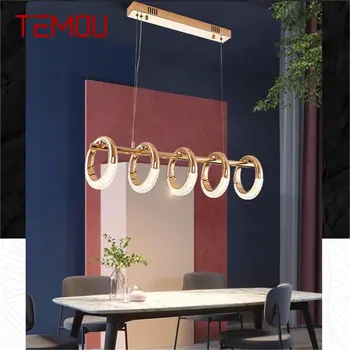 Люстра в скандинавском стиле TEMOU, современные подвесные светильники с пятью кольцами, светодиодные домашние для украшения дома